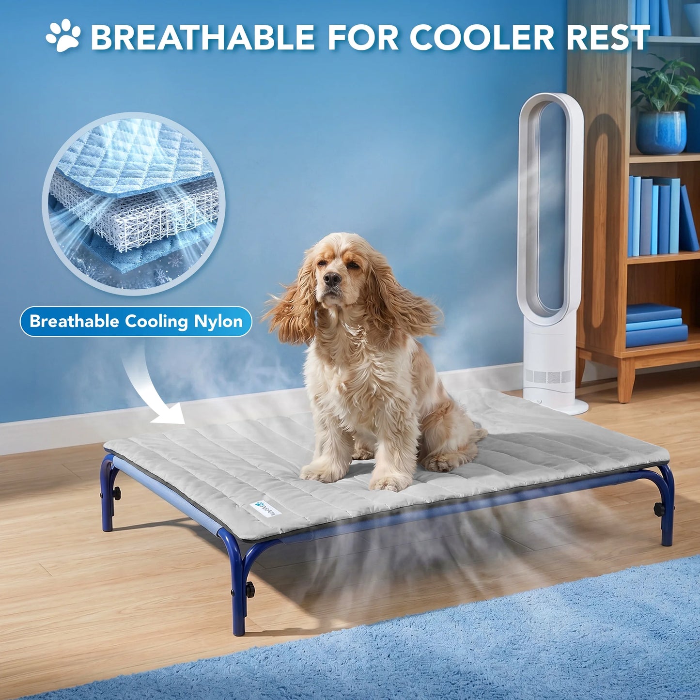 Dog Cooling Mat, Q-Max Pet Cooling Blanket with Thick Cushioning, Self Cooling Pad for Dogs & Cats, Reversible Summer Mat for Crate, Couch, Kennel, Gray/Light Grey, Medium (29X40)